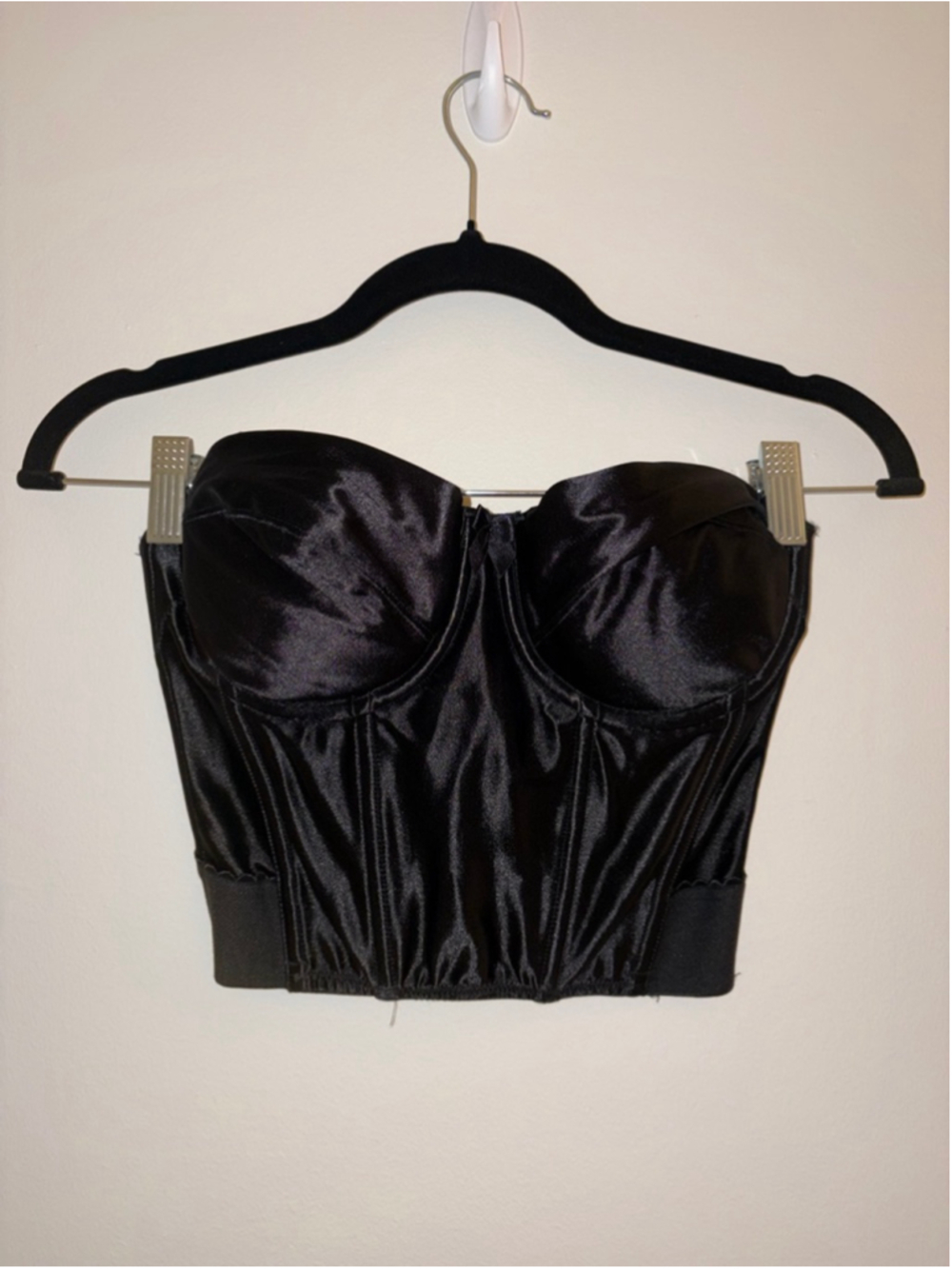 Women's Victoria's Secret Black Satin Strapless Corset Bra 34C